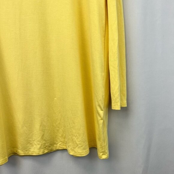 Reborn J Womens Blouse Solid Yellow Long Sleeve Scoop Neck Stretch Knit M - Picture 7 of 10
